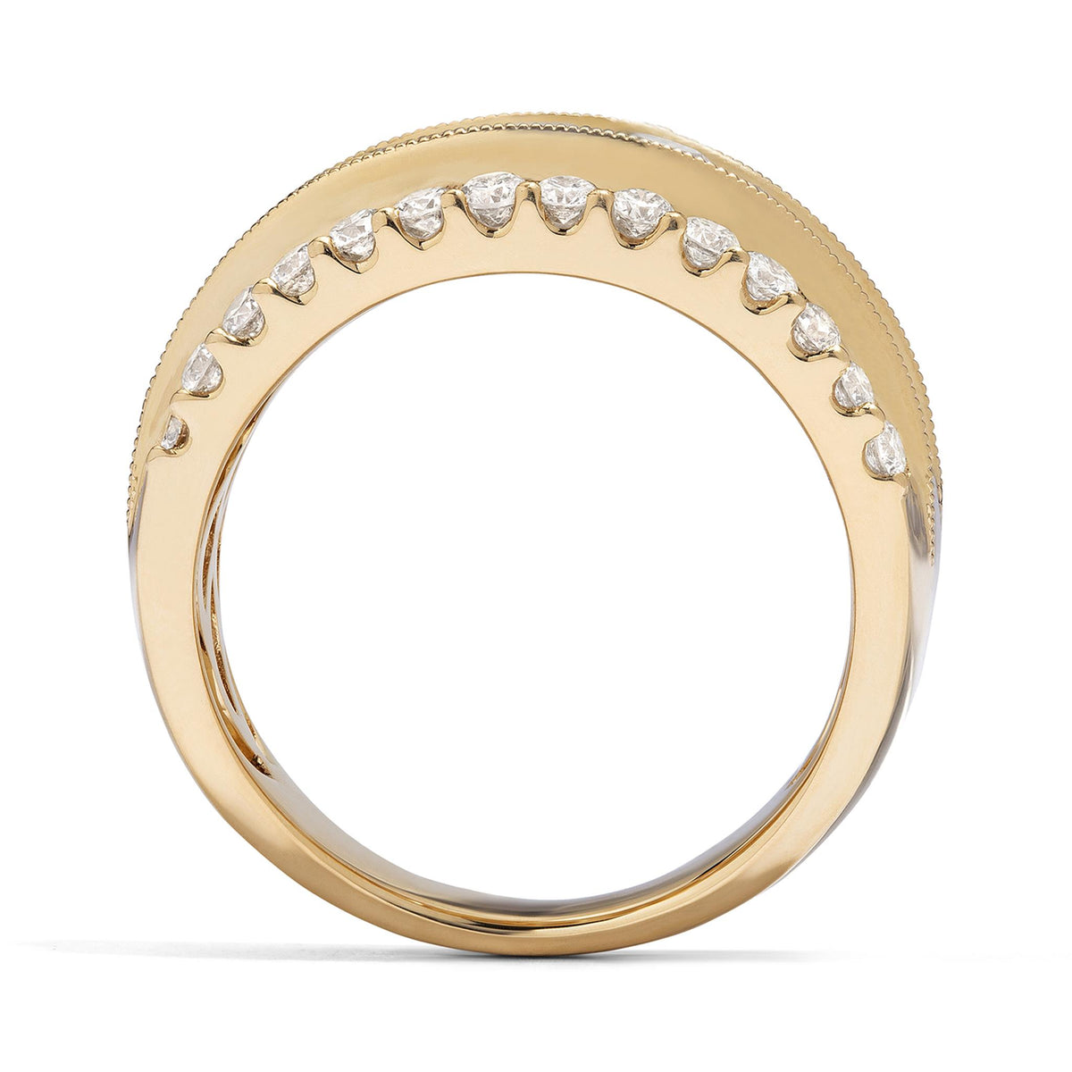 Lasker Couture 18Kt Yellow Gold Classic 3-Row Diamond Band