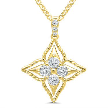 Lasker Exclusive 14Kt Yellow Gold Star Of Hope Pendant With 4 Round Diamonds Totaling 1 Carat (H Color - SI1 Clarity) and a Diamond Bale on an 18" Cable Chain with a Lobster Clasp Designed exclusively by Nicole Lasker, a portion of every Star of Hope