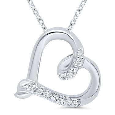 Sterling Silver 0.03cttw Diamond Accent Heart Pendant