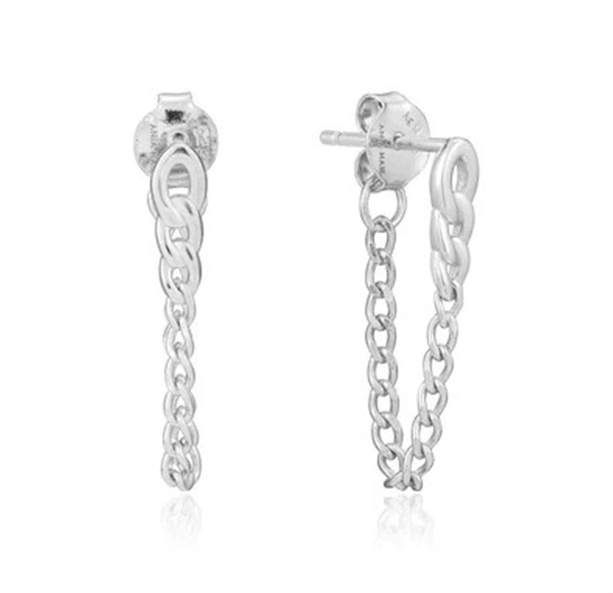 Ania Haie Silver Curb Chain Stud Earrings