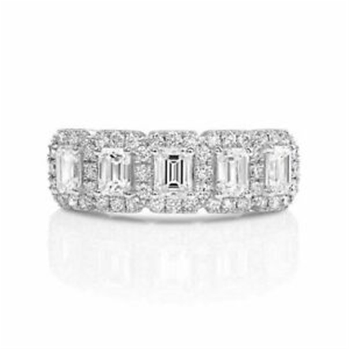 14Kt White Gold Prong Set Wedding Ring With 0.74cttw Natural Diamonds