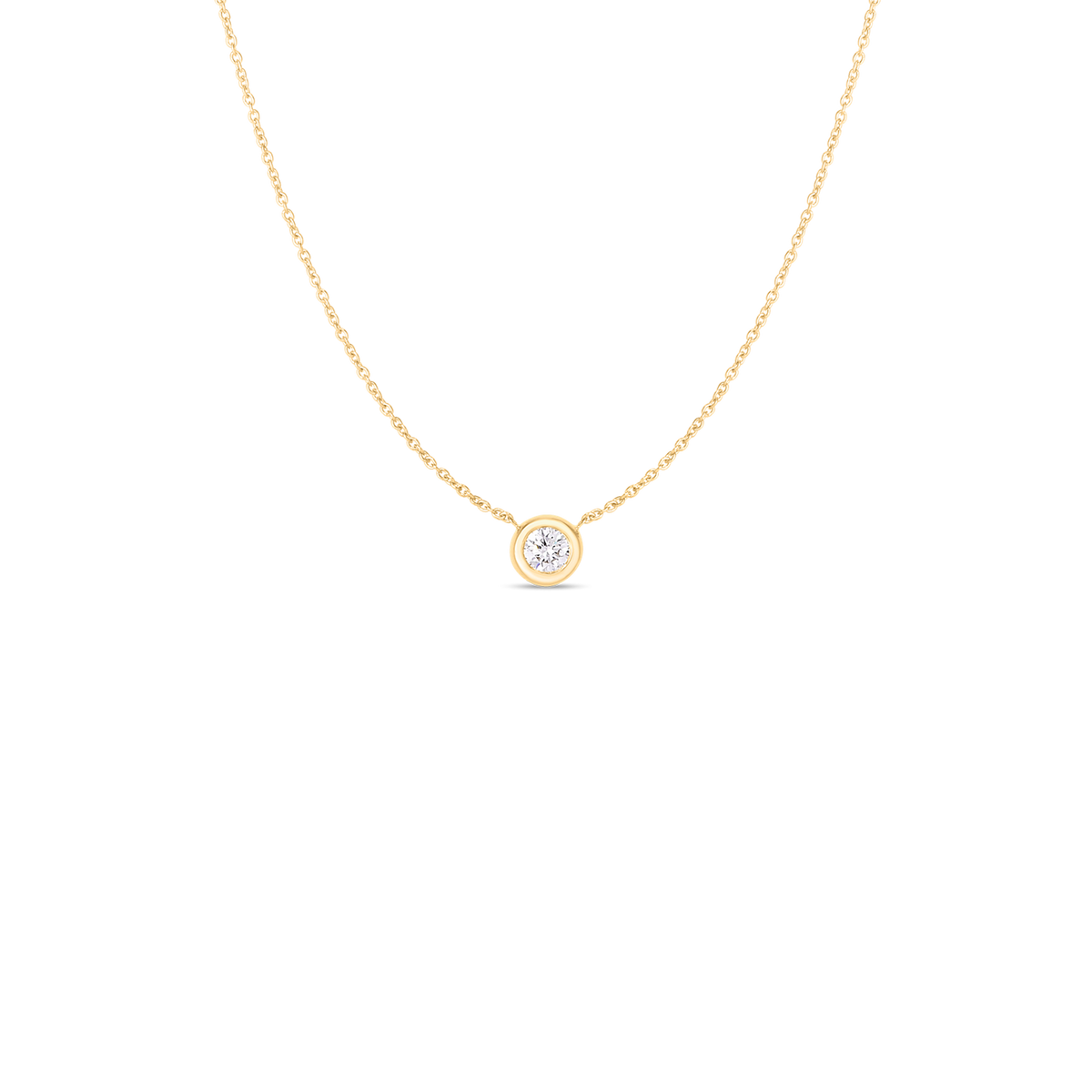 Roberto Coin 18Kt Yellow Gold Bezel Set Solitaire Necklace - .19ct