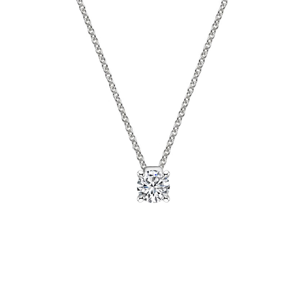 14Kt White Gold Solitaire Pendant With 2.08cttw Lab-Grown Diamonds