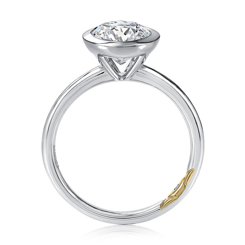 A. Jaffe Oval Bezel Set Diamond Engagement Ring