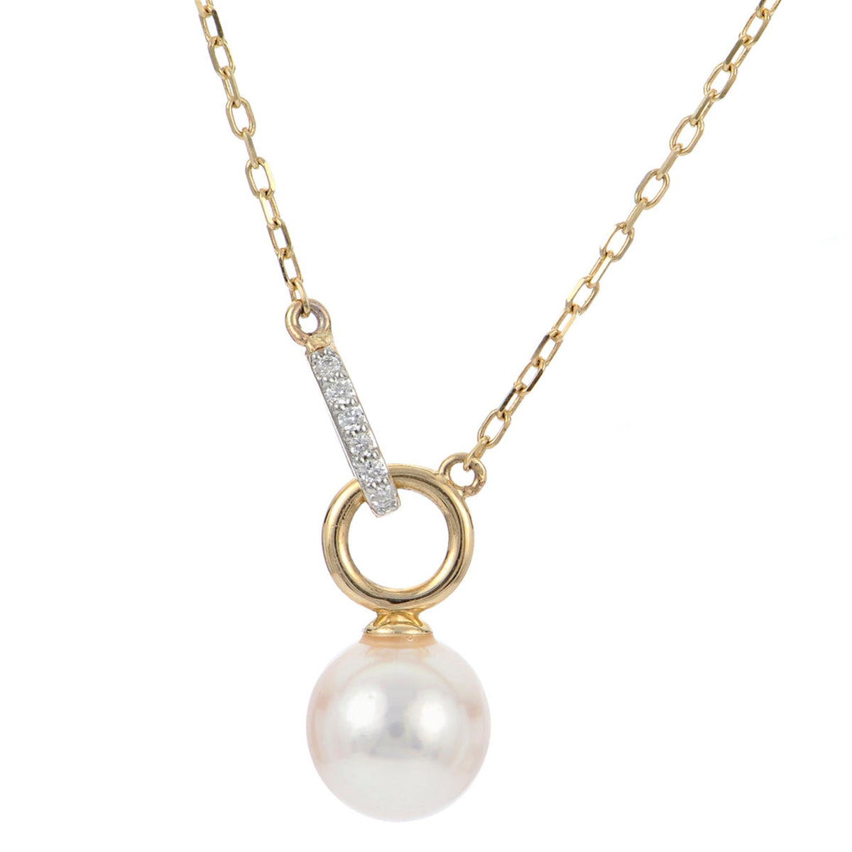 14Kt Yellow Gold Drop Pendant With 7.5mm Akoya Cultured Pearl