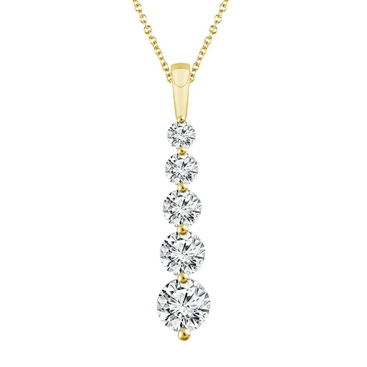14Kt Yellow Gold Journey Pendant with 1.00cttw Natural Diamonds