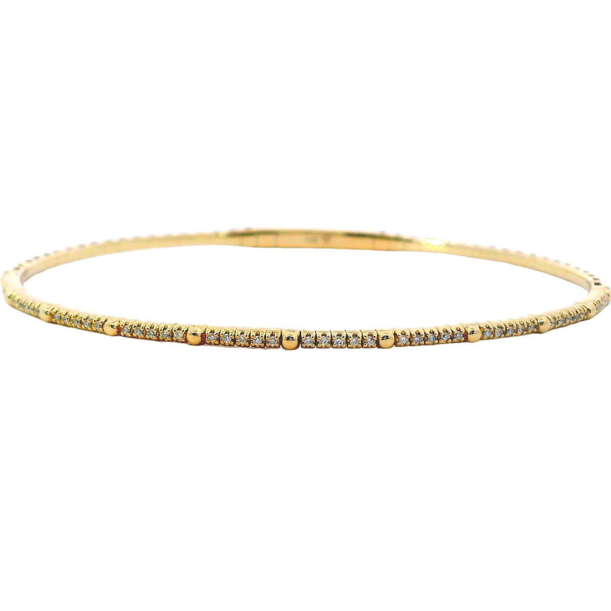 14Kt Yellow Gold Flexible Bangle with .12cttw Natural Diamonds