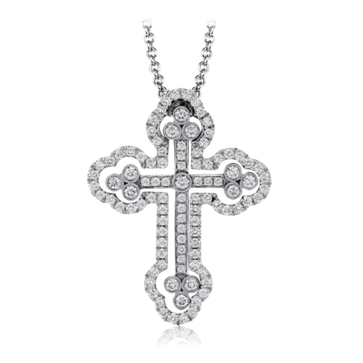 18K White Gold Cross Necklace with .40cttw Natural Diamonds
