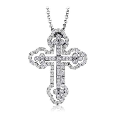 18K White Gold Cross Necklace with .40cttw Natural Diamonds