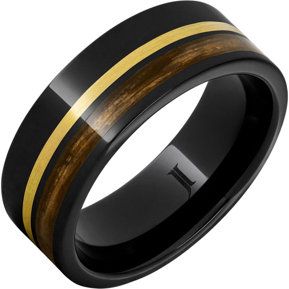 Ceramic Black Wood Inlay Band