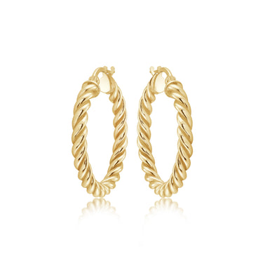 Sterling Silver 35mm Twist Hoop Earrings in 14Kt Yellow Gold Vermeil