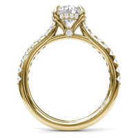 14Kt Yellow Gold Classic Prong Engagement Ring Mounting With 0.40cttw Natural Diamonds
