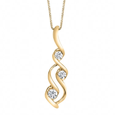 Wave Pendant in 10kt Yellow Gold with 0.10ct Round Diamond