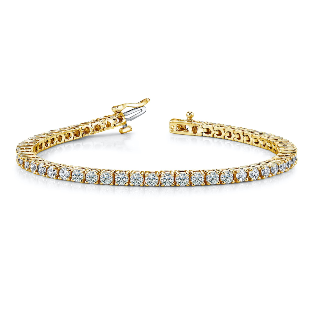 14Kt Yellow Gold Tennis Bracelet With 5.84cttw Natural Diamonds