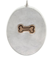 Heather B Moore 22x19mm Steling Silver Oval Charm with Silver Frame and Paw Print Stamps