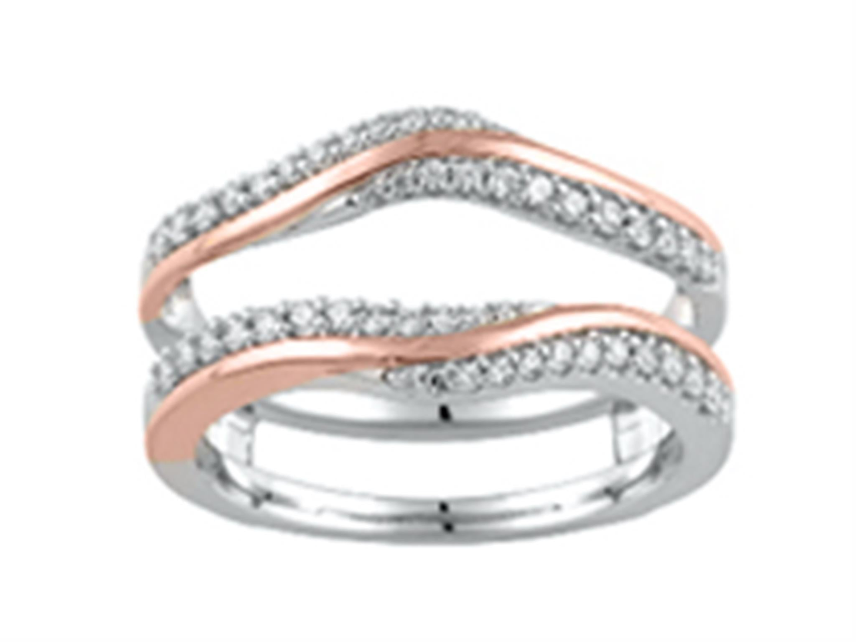 14Kt Rose  White Gold Insert Guard / Wrap Insert Guard Ring With 0.33cttw Natural Diamonds