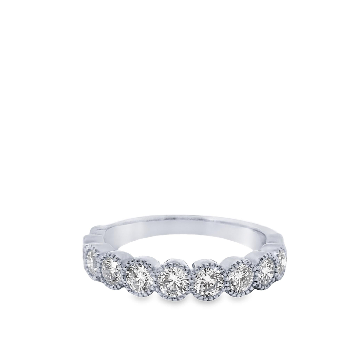 14Kt White Gold Arianna Lux 0.91cttw Milgrain Bezel Set Natural Diamond Anniversary Band