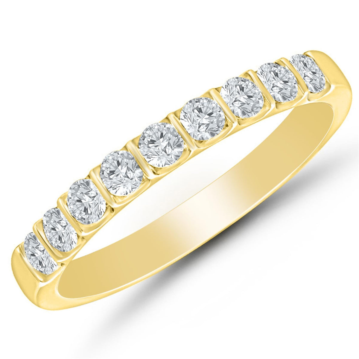 14Kt Yellow Gold Bar-Set Ring With 0.50cttw Natural Diamonds