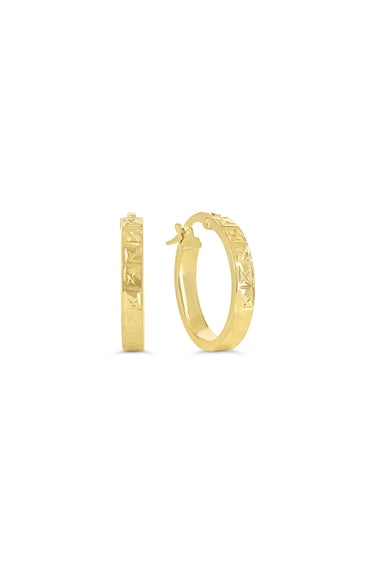 Bella Gold Collection 10Kt Yellow Gold Small Diamond-Cut Hoop Earrings