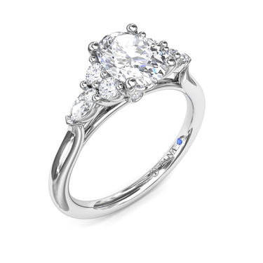FANA 14Kt White Gold Classic Prong Engagement Ring Mounting - Oval Center Stone Sold Separately