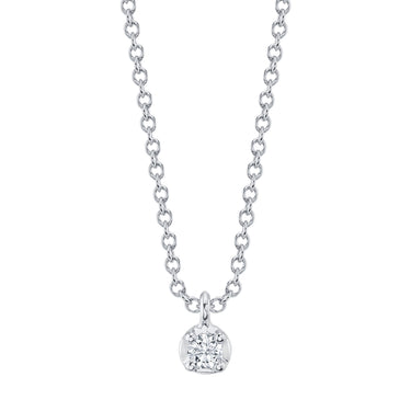 Shy Creation 14Kt White Gold Crown-Setting 0.05ct Diamond Pendant