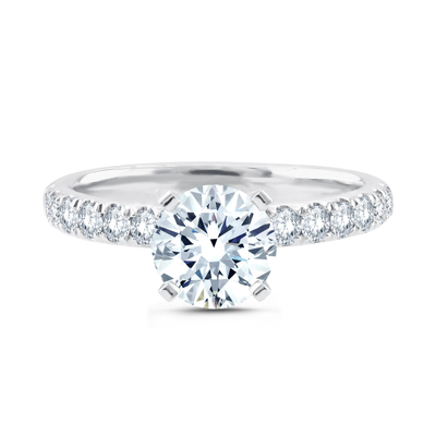 14Kt White Gold Engagement Set With .80ct Round Natural Center Diamond