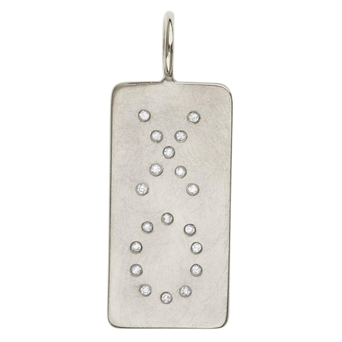 Heather Moore Sterling Silver ID Tag Pendants With Natural Diamonds