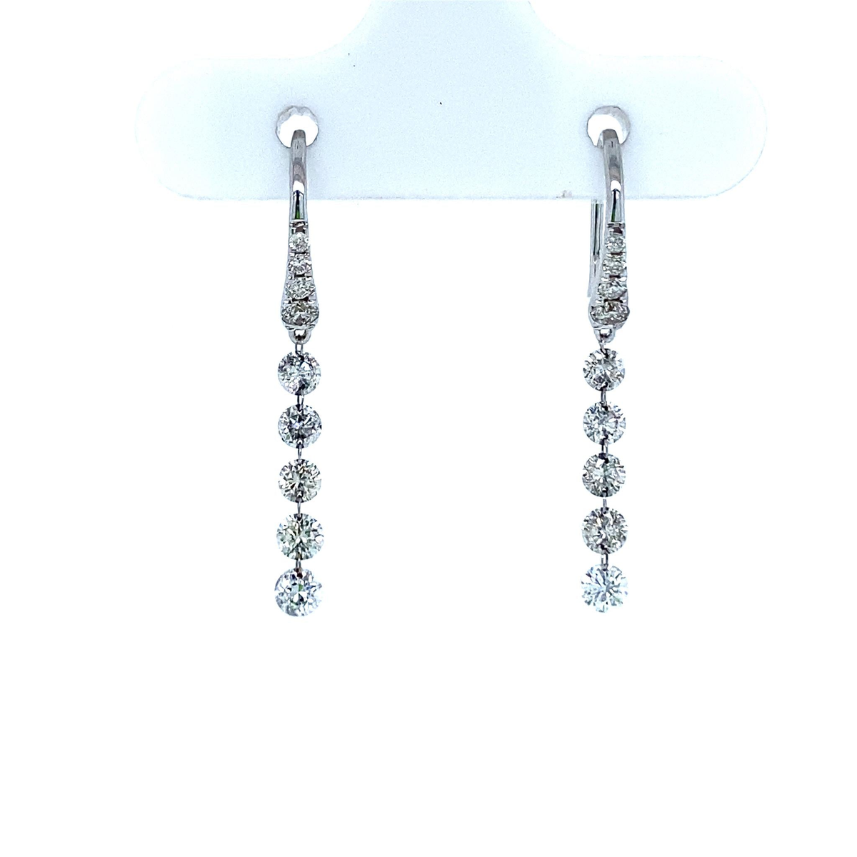 14Kt White Gold Dangle Earrings 0.83cttw Natural Diamonds