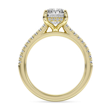 Centurion Collection 14Kt Yellow Gold Hidden Halo & Pave Cathedral 2ct 100-Faceted Lab-Grown Radiant Center Diamond Engagement Ring