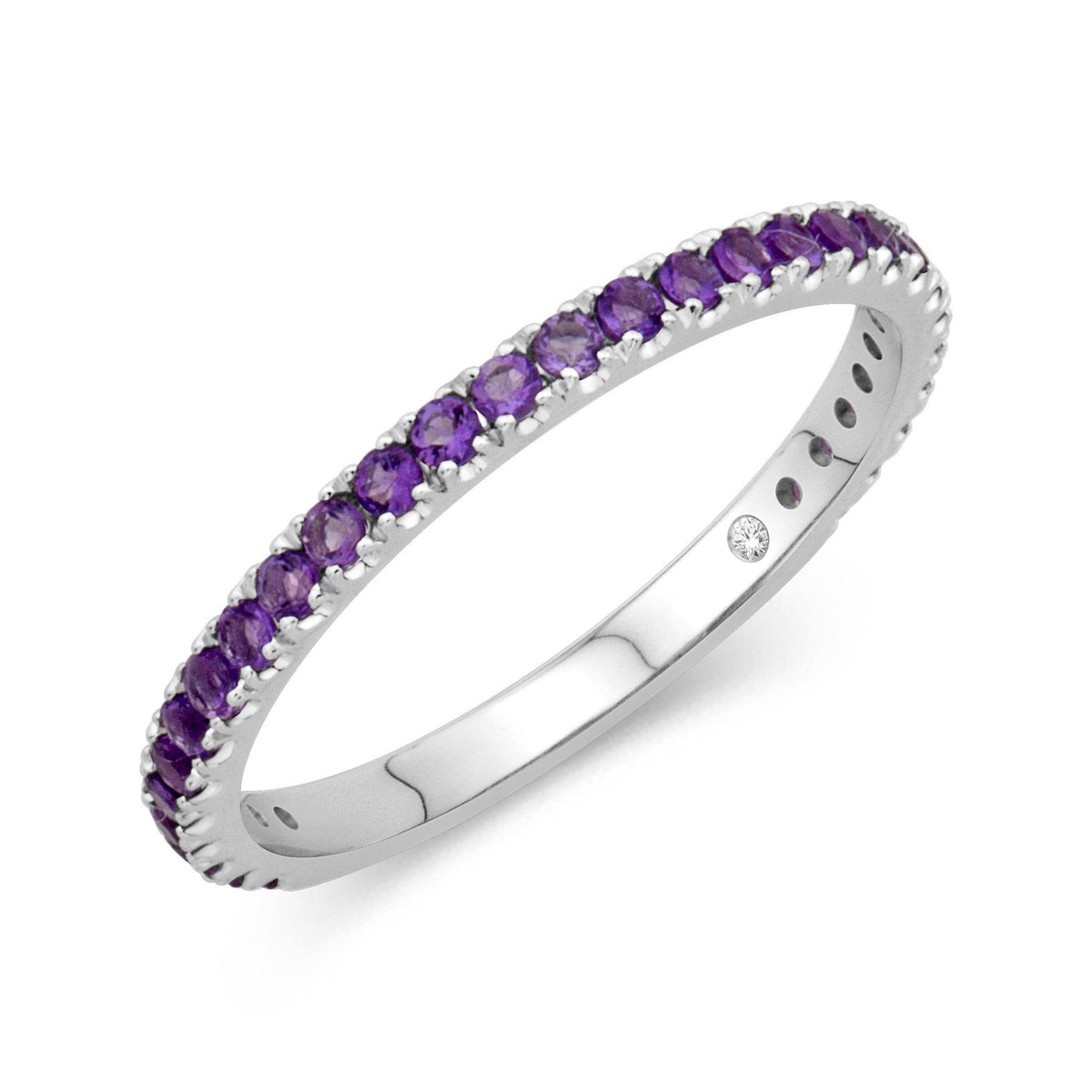 14Kt White Gold Stackable Gemstone Ring With 0.38ct Amethysts