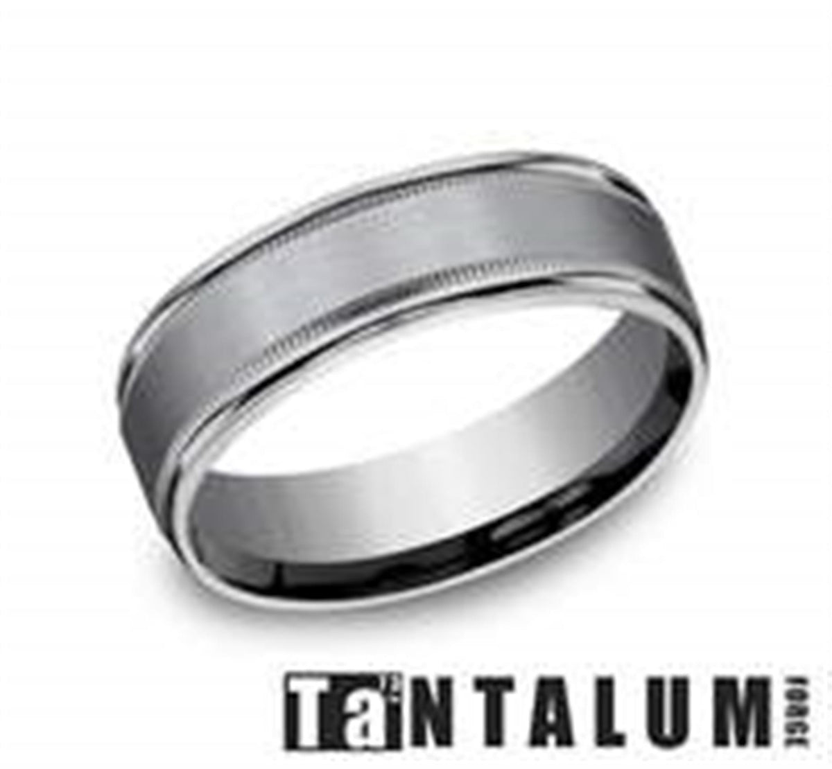 7mm Tantalum Grey Band with Satin Finish and Milgrain