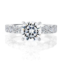 A. Jaffe Round Natural Diamond Engagement Ring with Side Accent Diamonds