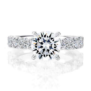 A. Jaffe Round Natural Diamond Engagement Ring Mounting with Side Accent Diamonds