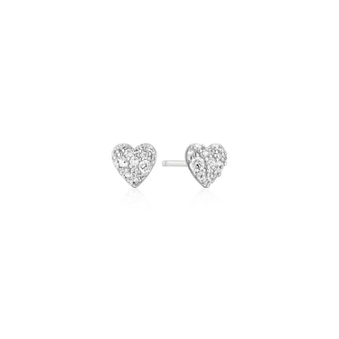 Ania Haie Sterling Silver Pave Heart Stud Earrings
