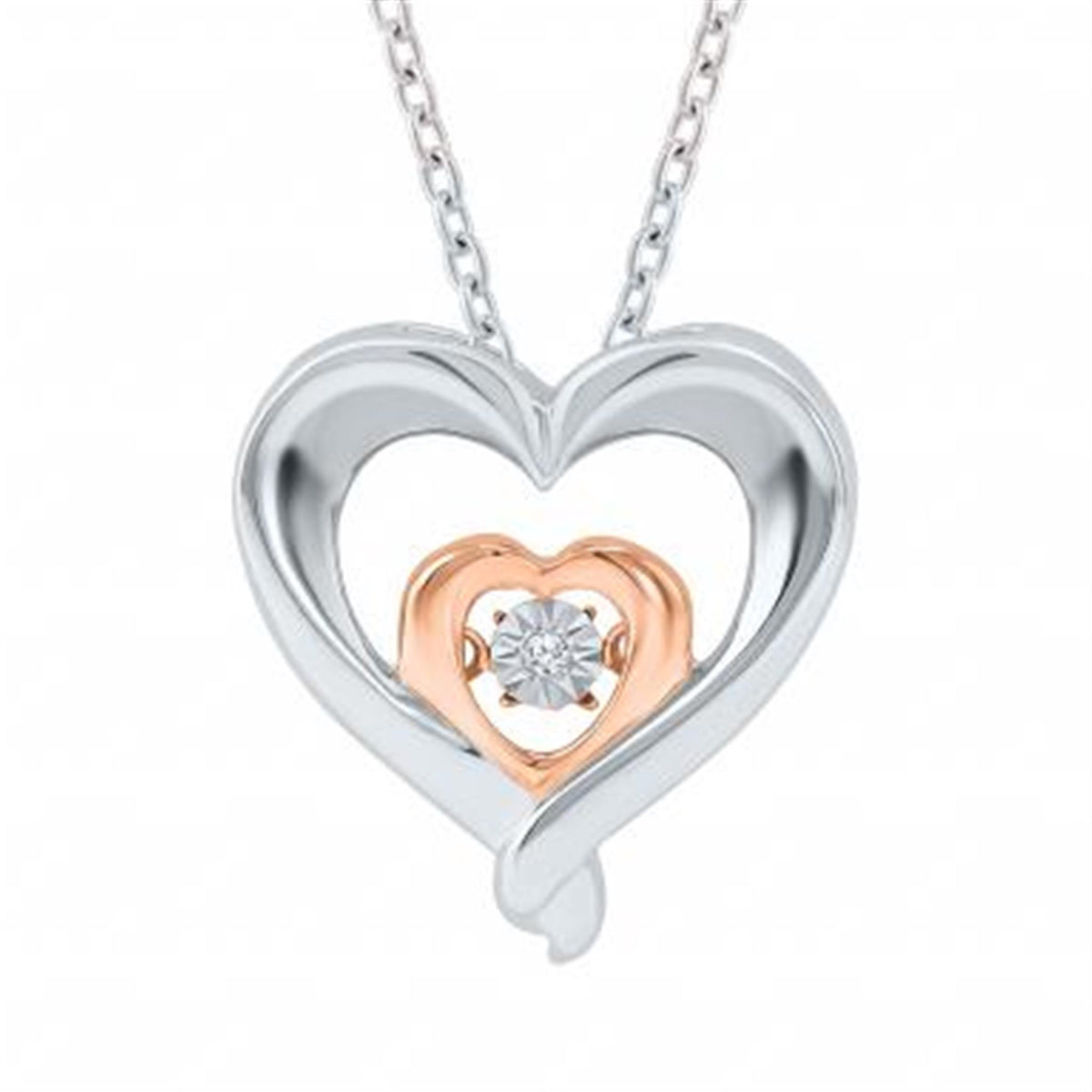 Sterling Silver Heart Pendant 0.07cttw Natural Diamonds