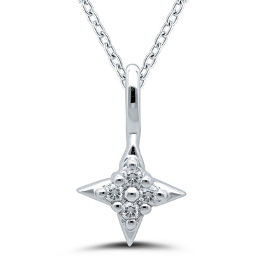 Sterling Silver Star Of Hope Pendant With 4 Round Diamonds Totaling .05cttw