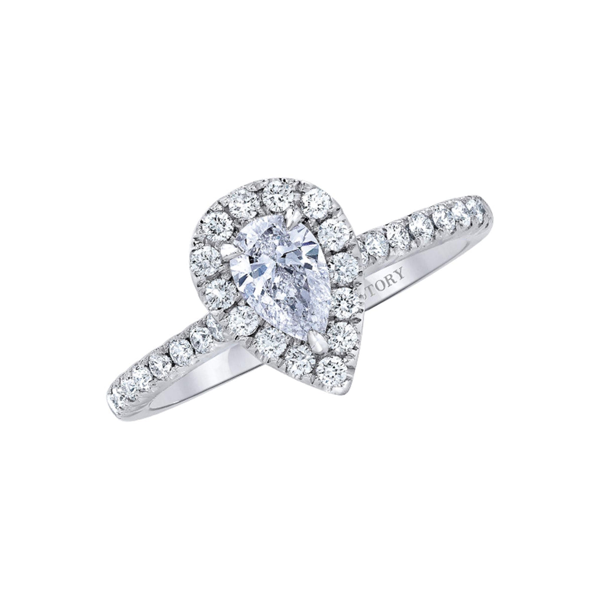 14Kt White Gold Pear Halo Ring With 1.00ct Natural Center Diamond