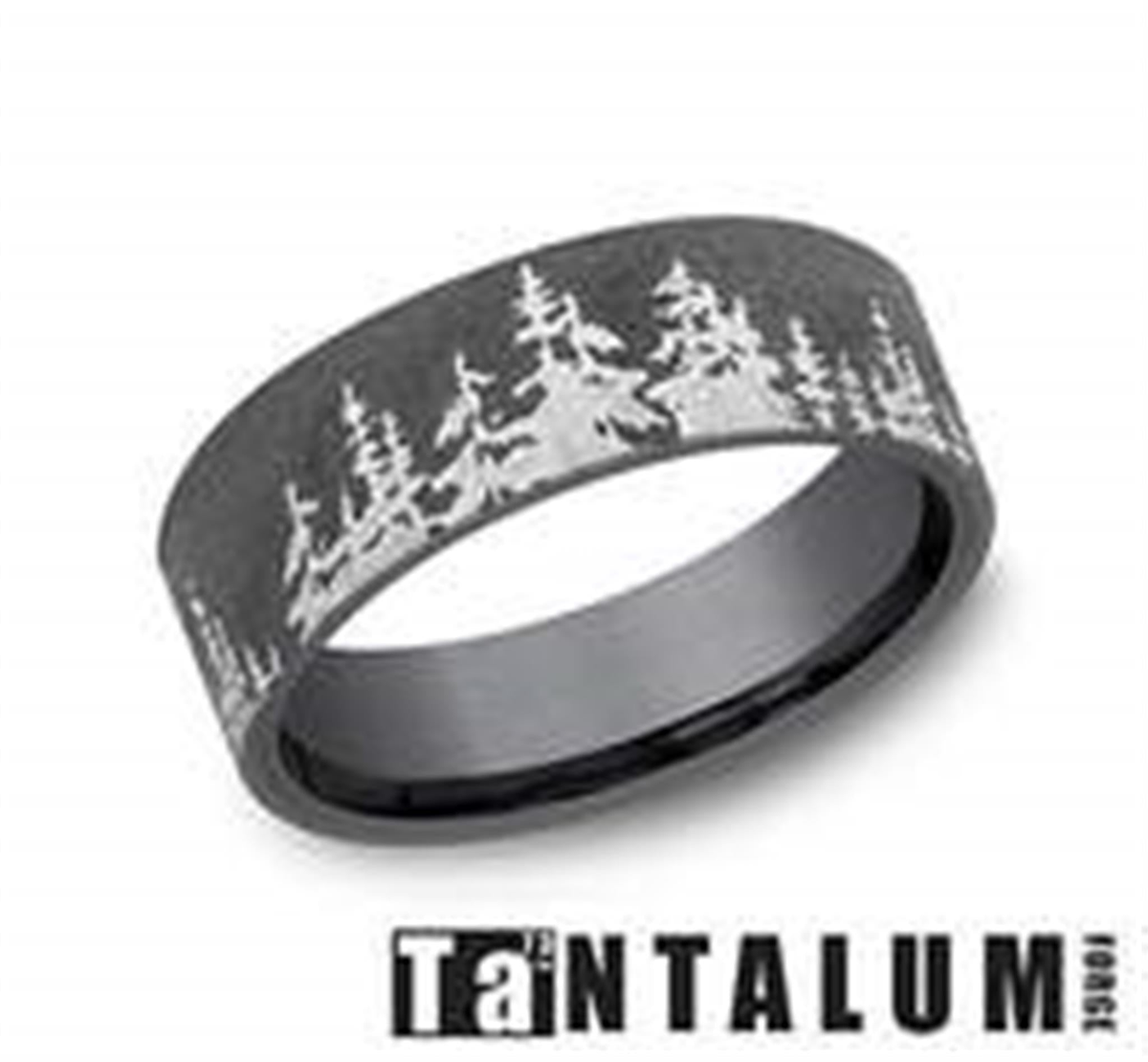 Tantalum Gray Engraved Wedding Band