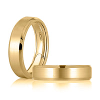 A. Jaffe Expandable 6mm Satin Center High Polish Beveled Edges Men's Band in 14K Yellow Gold