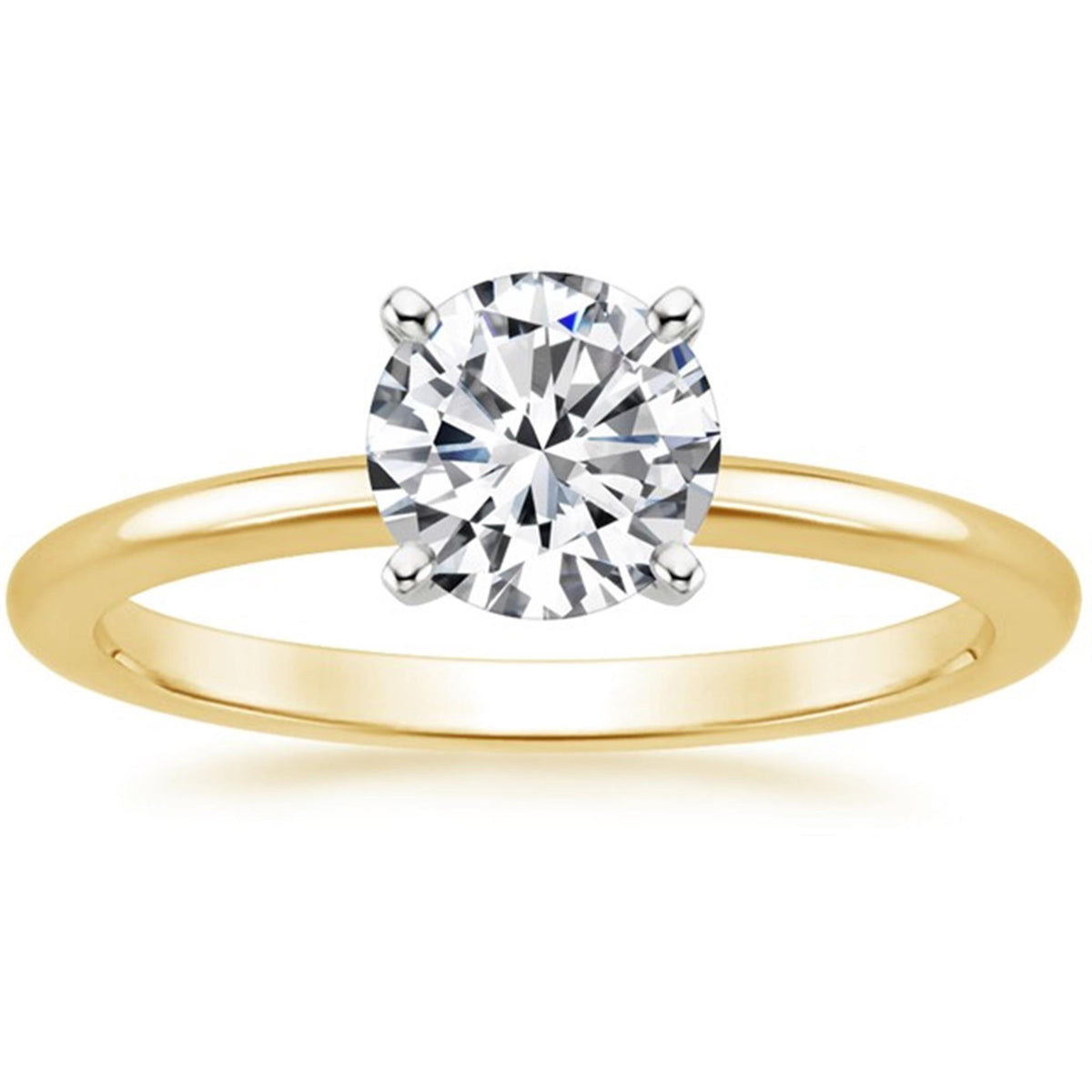 14Kt Yellow Gold Solitaire Ring With 1.01ct Round Natural Center Diamond