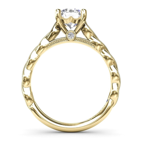 14K Vintage Inspired Engagement Ring Semi-Mount with .16cttw Natural Diamonds