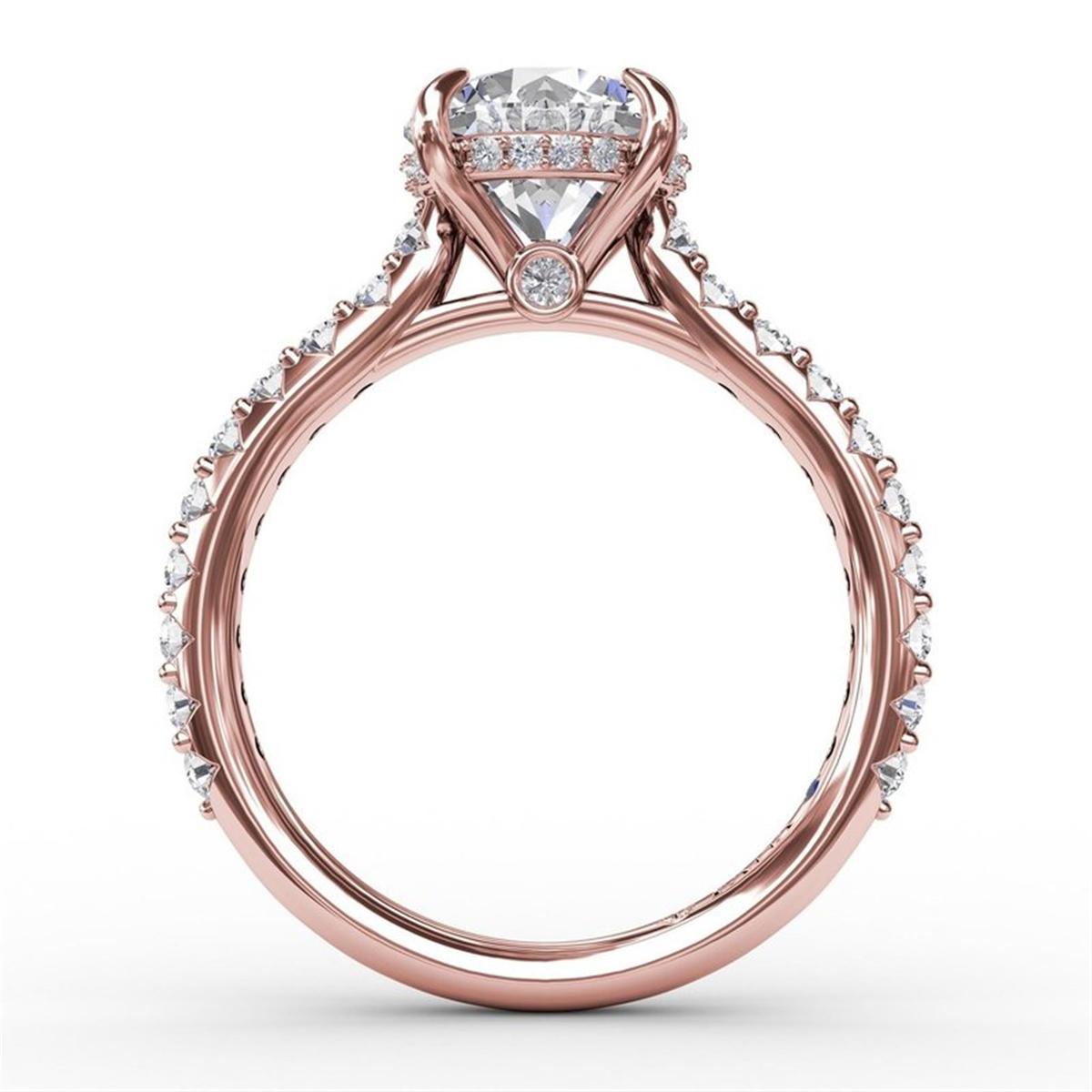 FANA 14Kt Rose Gold Classic Prong-Set Diamond Engagement Ring Mounting - Round Center Stone Sold Separately