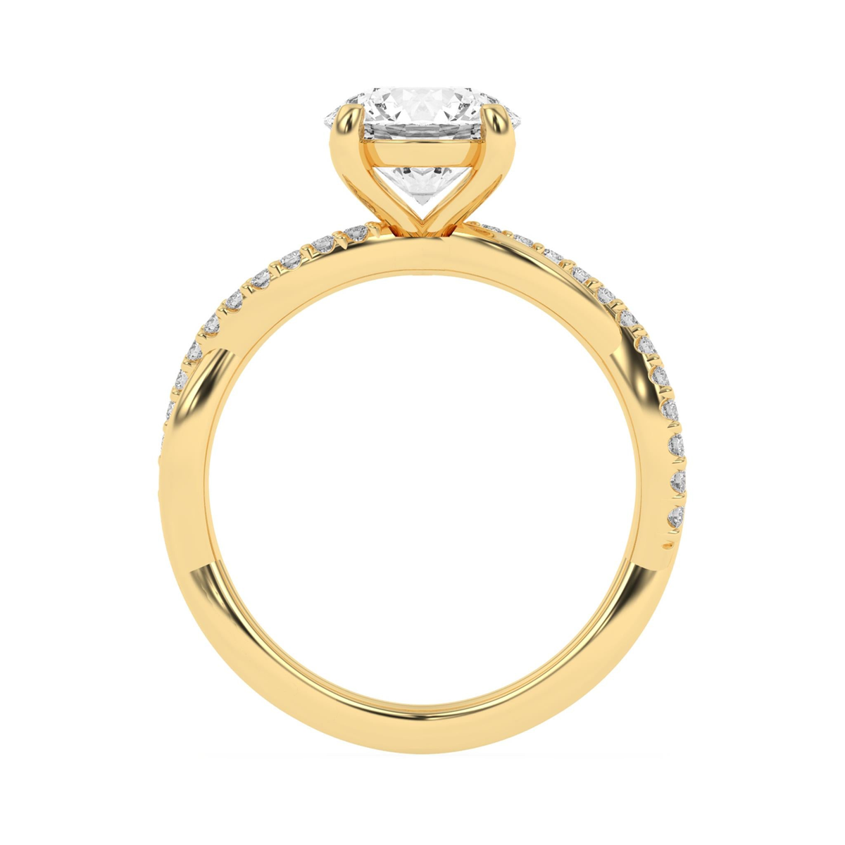 Lasker's Big Rocks Lab-Grown Diamond Collection Twist Ring in 14Kt Yellow  Gold with 1.50Ct Round Center Diamond