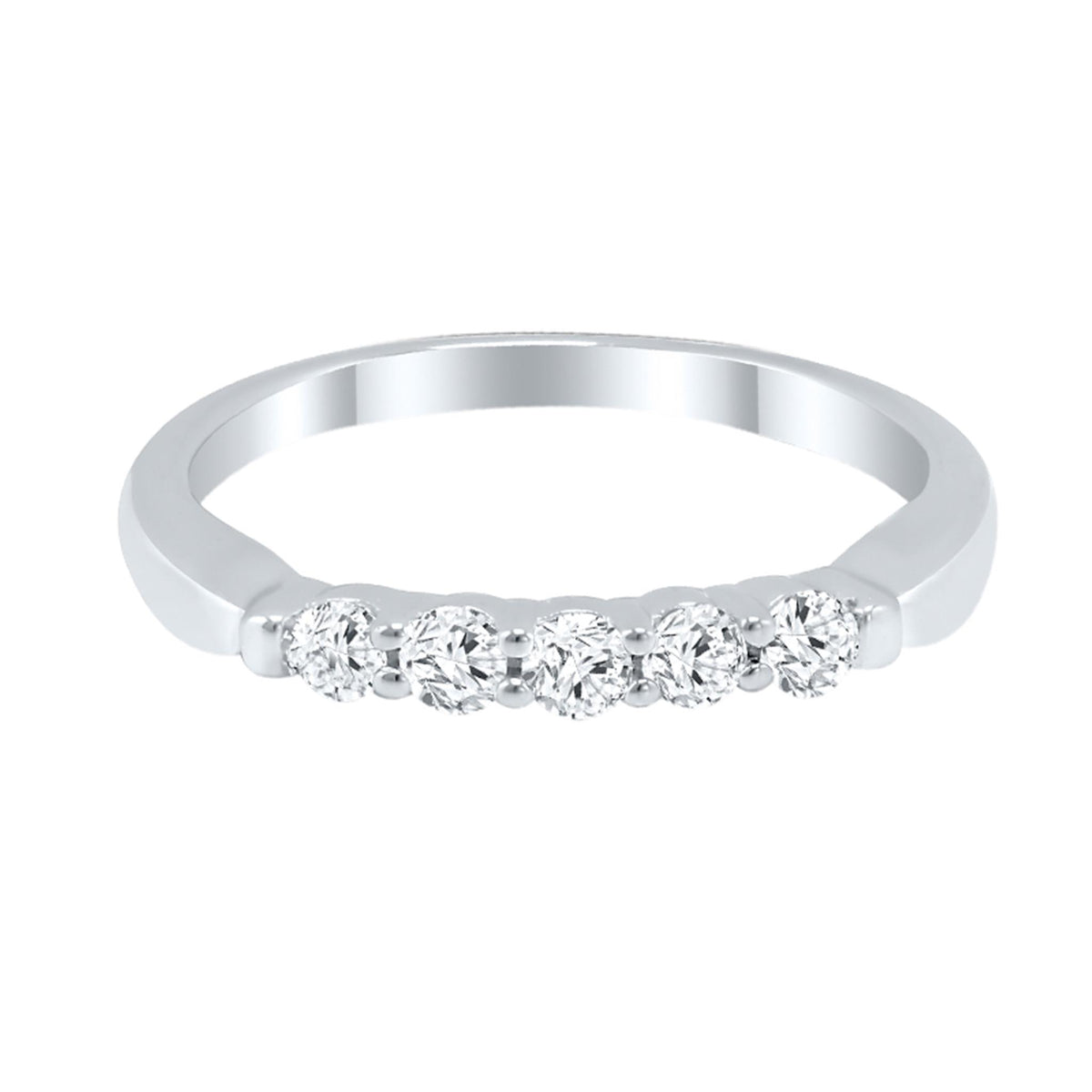 14Kt White Gold 5-Stone Ring With .75cttw Natural Diamonds