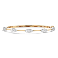 Lasker Couture 18Kt Yellow & White Gold Fiori Marquise Bar Bangle Bracelet With 1.15cttw Natural Diamonds