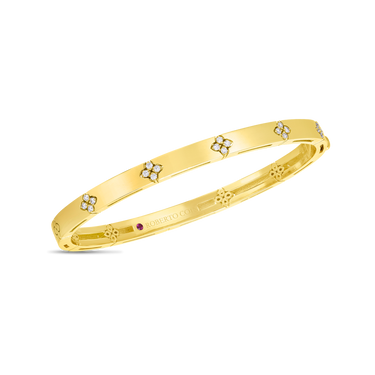 Roberto Coin 18Kt Yellow Gold Love In Verona 0.15 Round Natural Diamond Bangle Bracelet