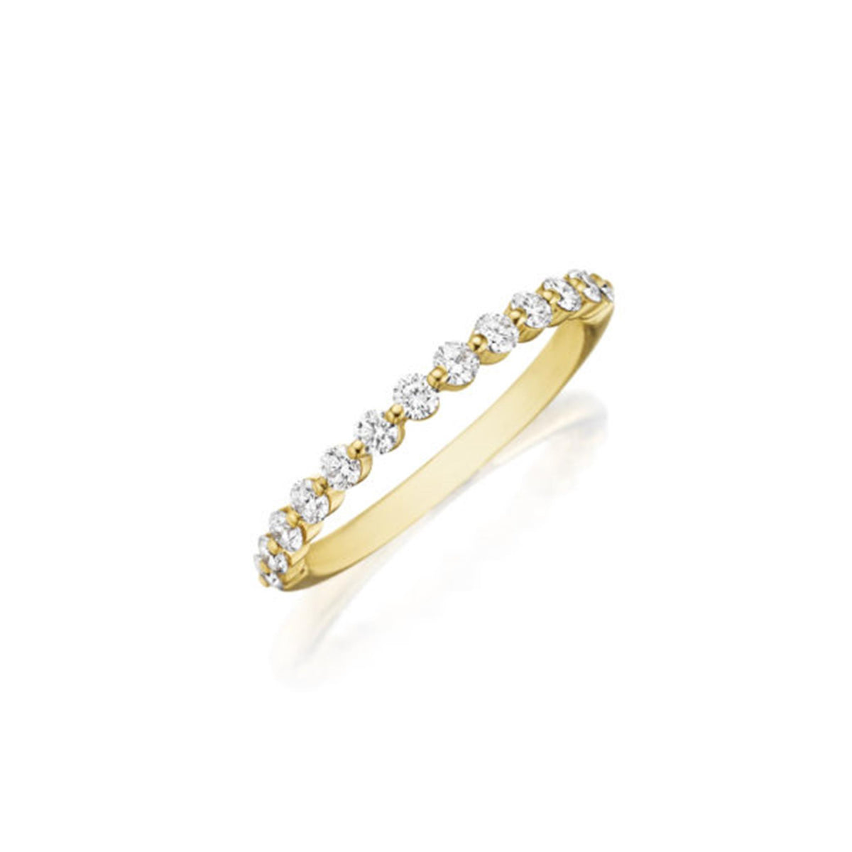 14Kt Yellow Gold Prong Set Wedding Ring With 0.26cttw Natural Diamonds