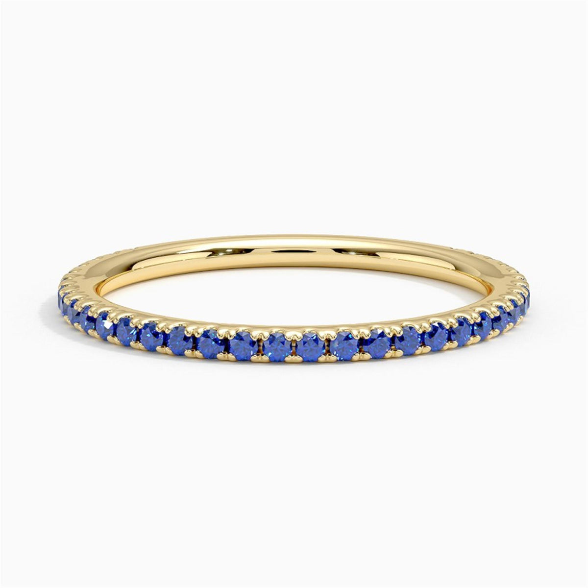14Kt Yellow Gold Stackable Gemstone Ring With Blue Sapphires