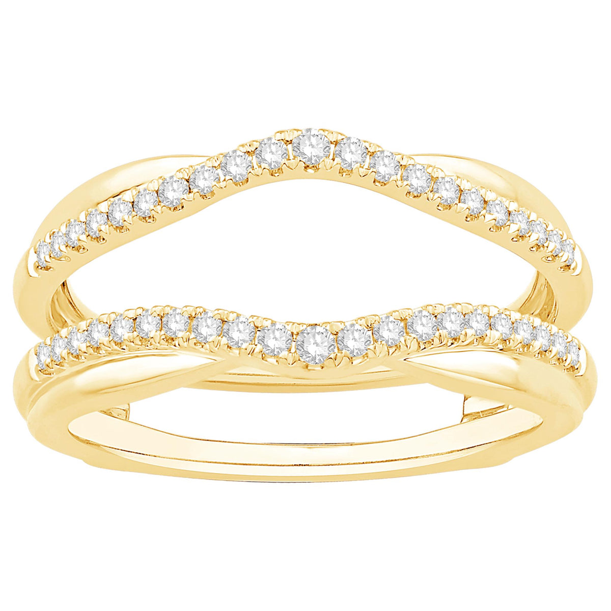 14Kt Yellow Gold Insert Guard / Wrap Insert Guard Ring With 0.50cttw Natural Diamonds