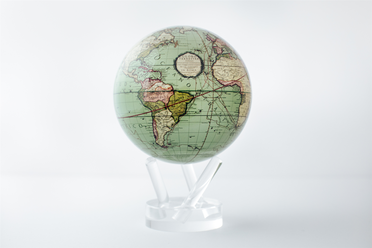 Mova 4.5" Cassini Terrestrial In Seafoam Green Globe With Acrylic Base